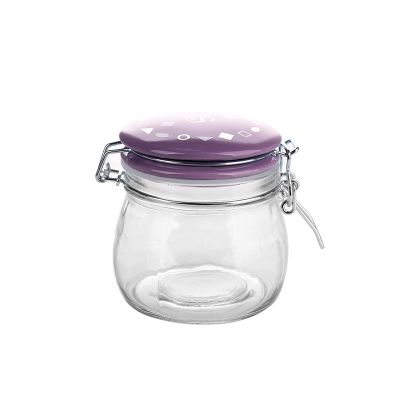 Kitchen Glassware Lock Lid 500ml Glass Storage Bottle Storage Jar 
