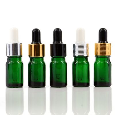 5ml empty green essential oil glass bottles with aluminum dropper 