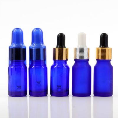 Essential oil bottle 10ml blue glass bottle with aluminum dropper 