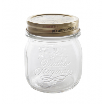 8OZ Embossed Food Glass Jar Italian Glass Mason Jar Bulk with Metal LId 