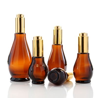 gourd shaped brown screw bottle glass vials essential oil bottle 