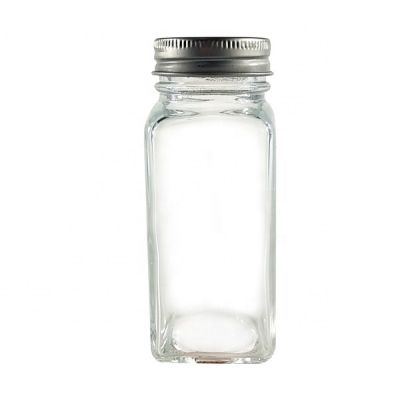 wholesale 100ml square spice storage seal glass jar with metal screw lid 