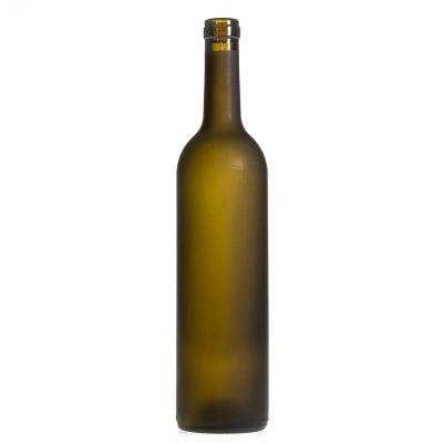 Frosted Green Glass Bordeaux Bottles 750 ml Liquor Bottles Glass Red Wine Bottle with Stopper 