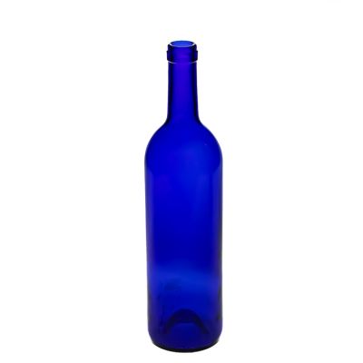 Factory Outlet 750 ml Blue Round Bordeaux Bottle Empty Red Wine Glass Bottle for Champagne 
