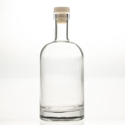 factory custom high quality 750 ml glass brandy bottles 750cc Liquor bottle with cork 