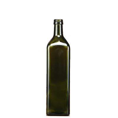 Cheap Price 1 Liter Square Dark Green Glass Olive Oil Bottle 