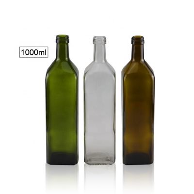 Green Clear Amber Glass Olive Oil Bottle Square 1000ml Marasca Olive Oil Bottle