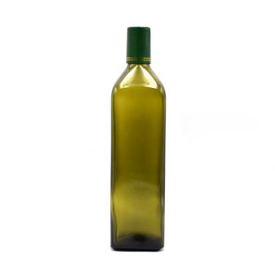 Factory Price 1000ML Dark Green Glass Olive Oil Bottle with Shrink Cork 