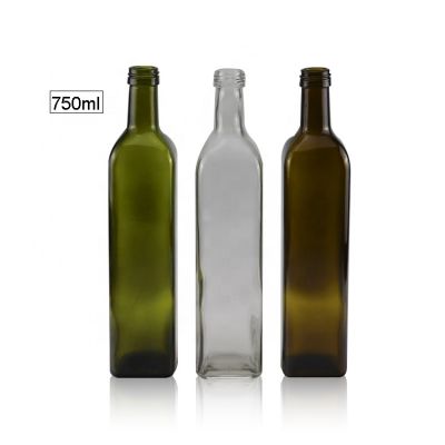 Food Grade Amber 750ml Square Cooking Olive Oil Glass Bottle Marasca Glass Bottle 
