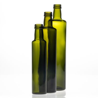 Dark Green Round Empty 250ml 500ml 750ml Glass Olive Oil Bottle with Shrink Cap 