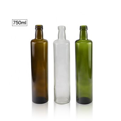 Wholesale Manufacturer Clear Dark Green Amber Empty Round 750ml Glass Olive Oil Bottle 