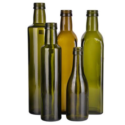 250ml 500ml 750ml Dark green clear round square olive oil glass bottle with ROPP cap olive oil bottle filling machine in stock 