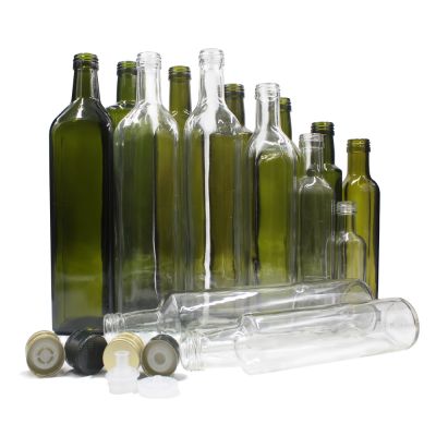 Stocked 100ml 250ml 375ml 500ml 750ml 1000ml Empty dark green clear square round cooking edible olive oil glass bottle 