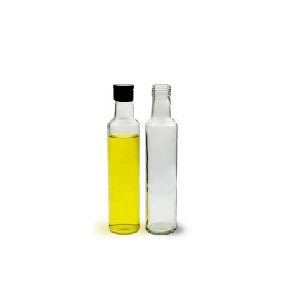 Wholesale 250ml Round Clear Empty Olive Oil Glass Bottle For Cooking Oil Packaging 