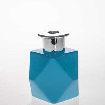 Blue Unique Shaped 200 ml Aroma Fragrance Bottles Glass Reed Diffuser Bottles with Stick 
