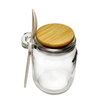 8.5oz 250ml Glass Jars Containers Spice Jar with Bamboo Lid and Wooden Spoon 