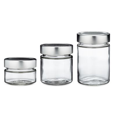 106ml 212ml 314ml Straight Sided Glass Storage Jar for Honey Jams with Deep Metal Lids 