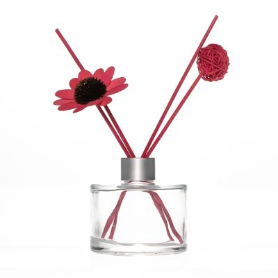 Wholesale 200ml Round Clear Aroma Reed Diffuser Glass Bottle with Aluminum Cap 