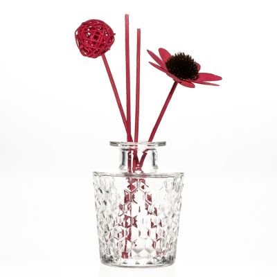 Engraving 150ml vase shaped room air condition reed diffuser clear decorative crystal glass bottle
