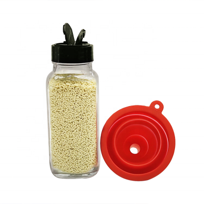 8oz Clear Square Glass Spice Jar With Plastic Shaker Cap 