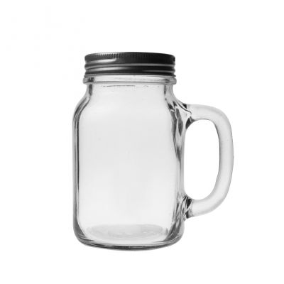 Custom Regular Mouth 600ml 20OZ Handle Drink Glass Mason Mugs Jars 