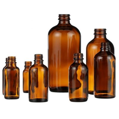 Factory Price Amber Boston Round Glass Bottle 