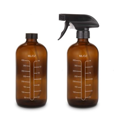 16oz 500ml Empty Amber Glass Spray Bottles with Black Trigger Sprayers 