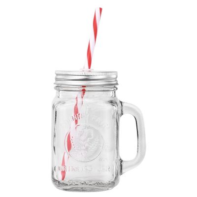 Mason Jar Mugs with Handles Old Fashioned Drinking Glass 16oz 