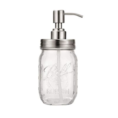 16oz 500ml Lotion Soap Dispenser Glass Mason Jar with 304 Stainless Steel Dispenser Pump 