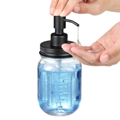 Rust Proof Stainless Steel Mason Jar Soap Dispenser Black with 16 Ounce Ball Mason Jar