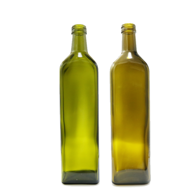 Dark green 1000ML glass olive oil bottle with screw aluminum cap 