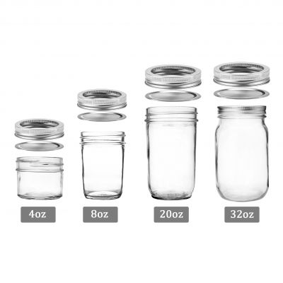 16oz 500ml Glass Mason Jar for Honey Ice Cream Cookie with Wide Mouth Metal Lid 