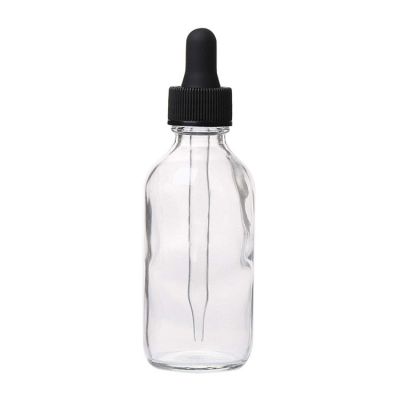 2oz 60ml Clear Boston Round Glass Dropper Bottle 