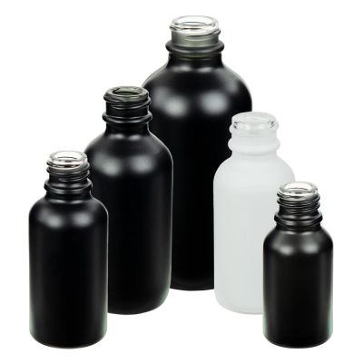 Matte Black 8OZ Boston Round Glass Bottle with 28/410 Fine Mist Sprayer Pump 