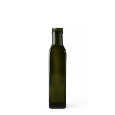 Factory wholesale 250ml Dark green glass olive oil bottle with aluminium bottle cap 