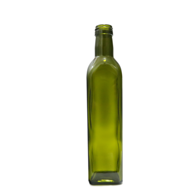 Stocked empty marasca screw top 500ml food grade dark green bottle glass for cooking oil 