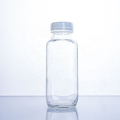 Botella Vidrio 16oz Square 250ml Beverage Bottle Cold Pressed Juice Bottles 500ml with Plastic Caps 