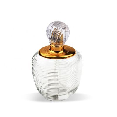 100ml Flat Round Embossed Stripes Empty Perfume Bottle 