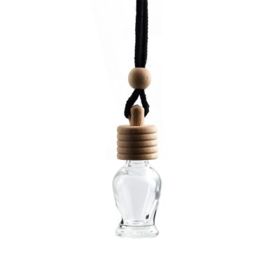 6ml Customized Hanging car empty air freshener hexagonal small waist perfume glass bottle 