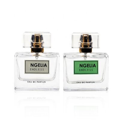 30ml Square Rectangle Empty Clear Perfume Glass Bottle with Square Crystal Cap 