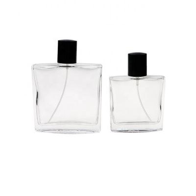 Manufacturer Empty 50ml 100ml Flat Square Glass Perfume Mist Spray Bottle 