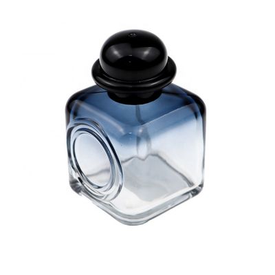 80ml Blue Cube Spray Glass Perfume Bottle With Black Topper Cap