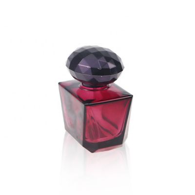 55ml Cute Decorated Purple Square Shape Glass Perfume Spray Bottle 