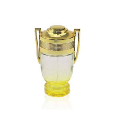 30ml Mini Trophy Cup Shaped Gradual Gold Glass Perfume Bottle With Golden Cap 
