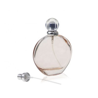 105ml Light Pink Flat Round perfume bottle Glass Perfume Spray Bottle 