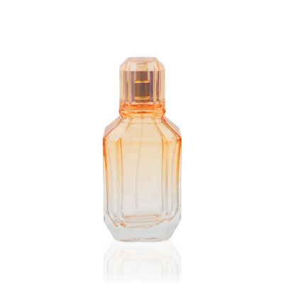 Fancy100ml Empty Angular Shaped Spray Orange Glass Perfume Bottle 