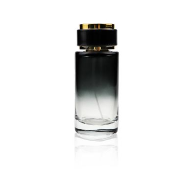 New design glass big flat round 120ml perfume bottle black 