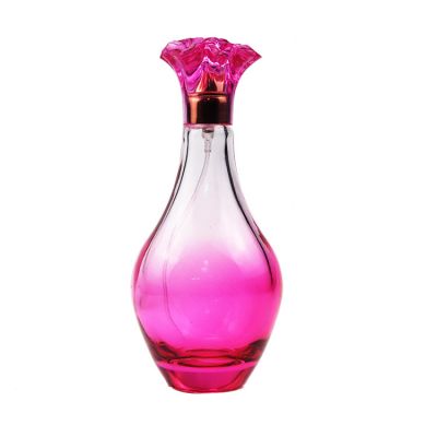 100ml Crystal perfume empty glass bottle with pump spray flower shape cap