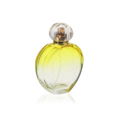 High-end Elegant Gradient Yellow Oblate Perfume Glass Bottle 100ml 