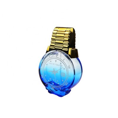 110ml Screen Printing Watch Shaped Perfume Empty Glass Bottles With Golden Cap 